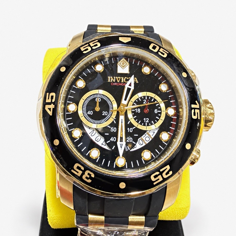 Invicta Pro Diver Scuba 6981 Men's 48mm Gold Black Chronograph Watch New